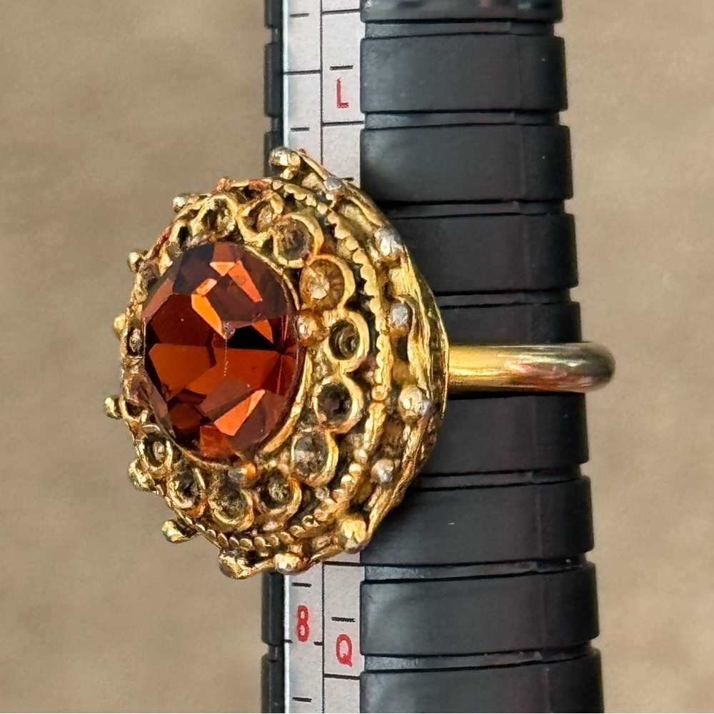 Vintage Victorian Style Gold Tone Adjustable Ring 7